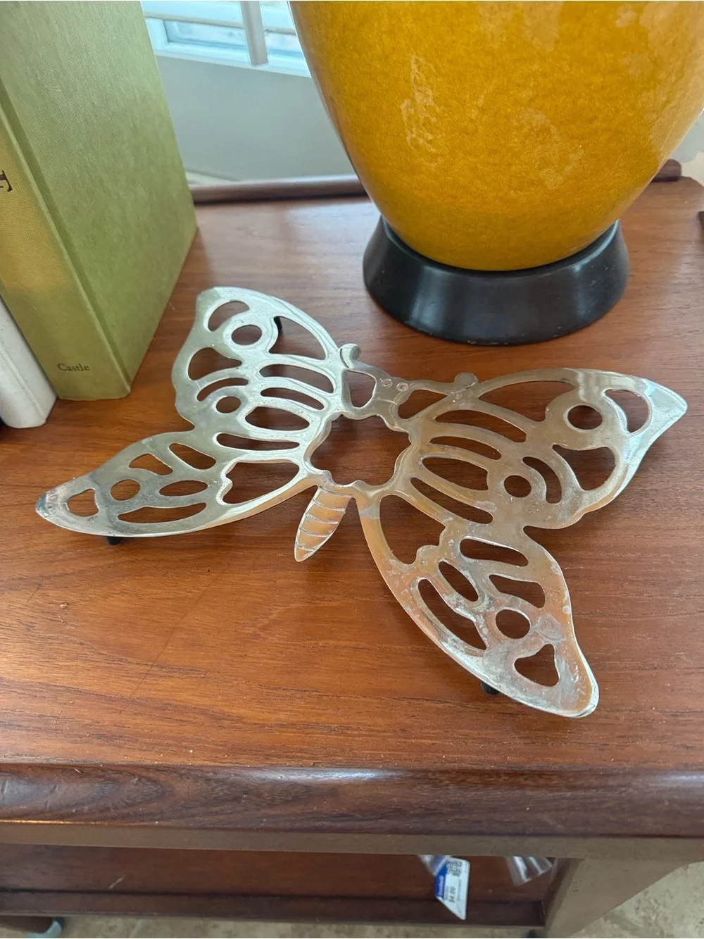Vintage Leonard Italian Silverplate Butterfly Trivet Pot Holder Italy